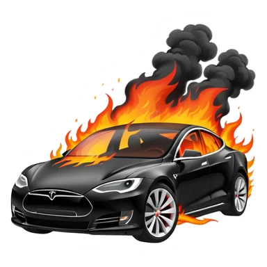 Tesla car on fire sticker