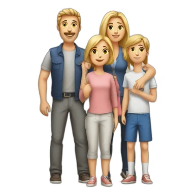 European Family with mum and dad and three boys sticker
