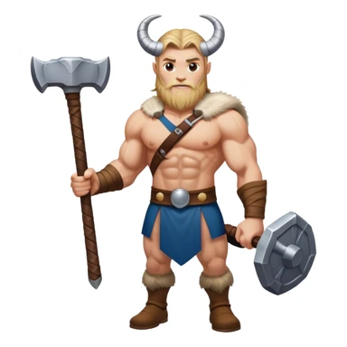Viking norwegian goat in full height like a man with thors hammer sticker