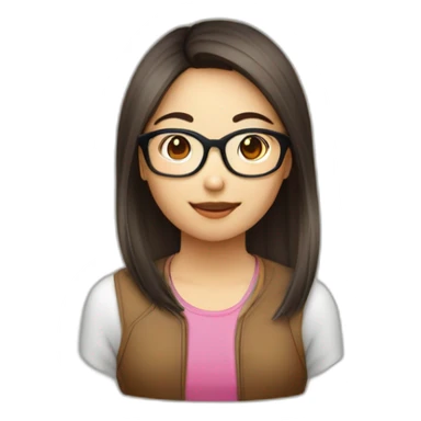 Fille asiatique avec cheveux bruns au carré et avec des lunettes rondes sticker