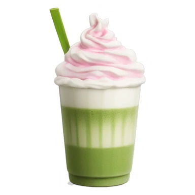 matcha latte with pink whipped cream on top sticker
