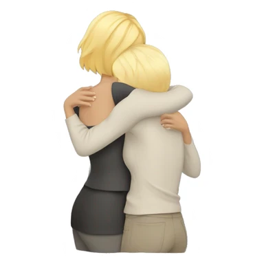 two blonde short hair friends hugging full body  sticker