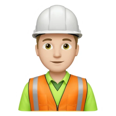 Hombre ingeniero casco blanco y chaleco verde sticker