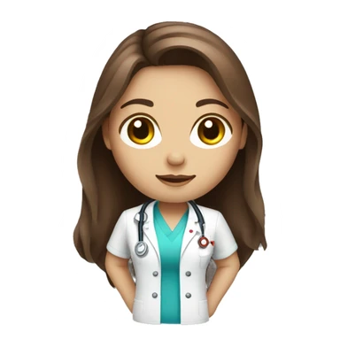 Nurse injector with long brown hair fair skin sticker