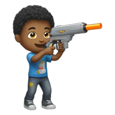 2 kid playing with metal watergun sticker