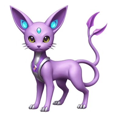 Mechanical Miraidon-Espeon-Mewtwo-Fakémon-hybrid-creature (full body) with glowing eyes  sticker