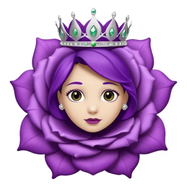 Purple rose flower, silver circle plaque, silver tiara sticker