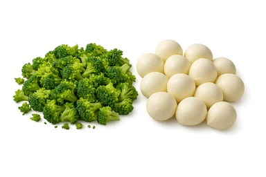 broccoletti sminuzzati accanto a mozzarelle sticker