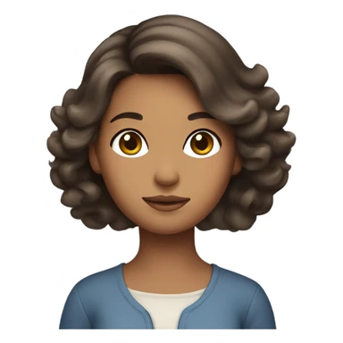 Brunette aisan girl with a blowout hairstyle, carrying a cat sticker