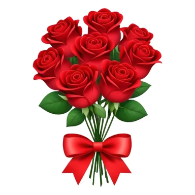 Bouquet of roses and present with heart sticker