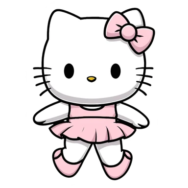 Hello Kitty doing ballet, wearing ballet slippers and tutu sticker