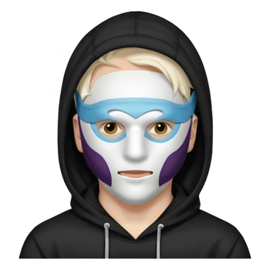 Holy Priest- man with white mask on his face. This mask has a black cross in the middle of face. Wearing black hoodie. sticker