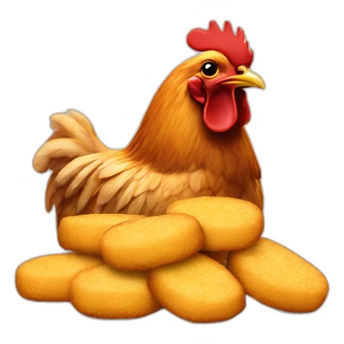 Chicken eats chicken nuggets sticker