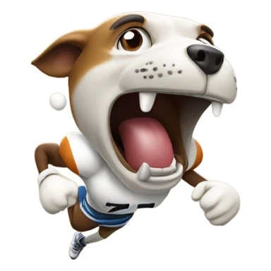 curious animal with open mouth running a football in for a touchdown  sticker