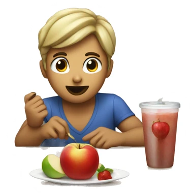 persona comiendo una manzana sticker
