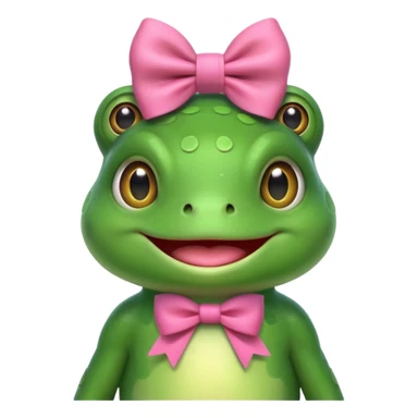 adorable frog, bust up, wearing a pink bow sticker