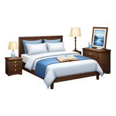 A dimly lit white bedroom. The bed is neatly made, and a glass of water sits beside a book on a cozy nightstand. Soft lighting signals a peaceful wind-down, representing the calm and control that comes from reclaiming your evenings. sticker