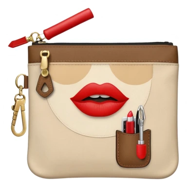 small zipper pouch with essentials, sticker