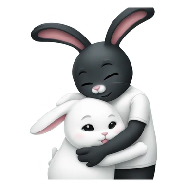 Black rabbit hugging white rabbit  sticker