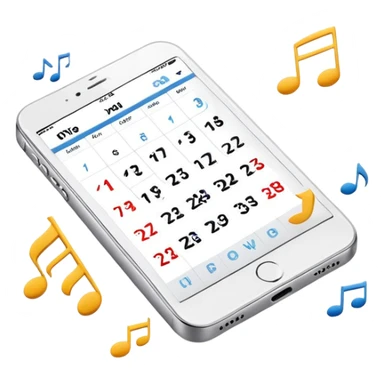 smartphone app with music notes and calendar sticker