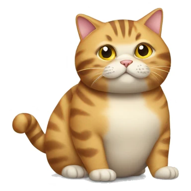 Fat tabby cat showing belly sticker