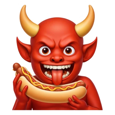 devil eating a hotdog sticker