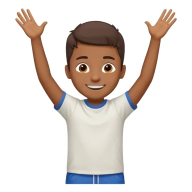 Boy doing 67 with hands in the air sticker