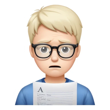 sad student with failed test paper sticker