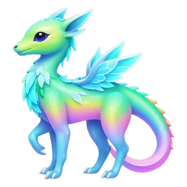 Shiny Exotic Colorful Neon-colored Ethereal Sparkly Amaura-Aurorus-Fakémon-hybrid-creature (full body)  sticker