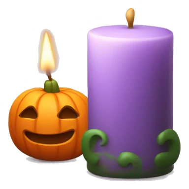 Candle with pumpkin sticker