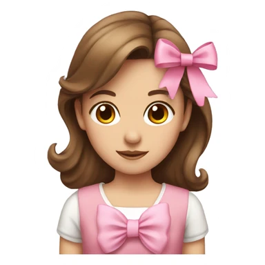 Girl with brown hair and pink bow sticker