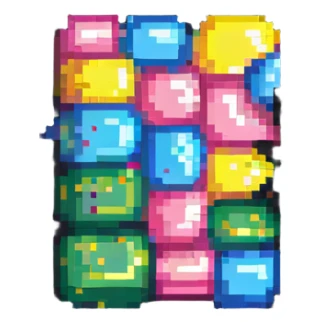 pixelated chewing gum in vibrant colors sticker