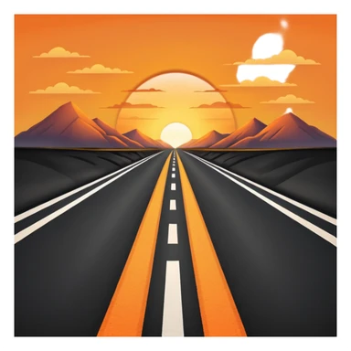 road with sunset sticker