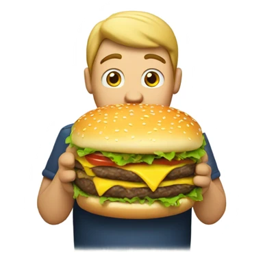 hamburger eating man sticker