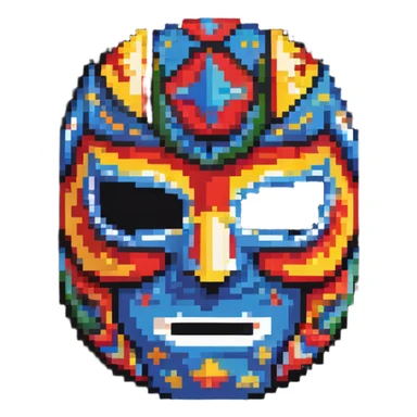 colorful luchador mask with bold patterns in pixel art style sticker