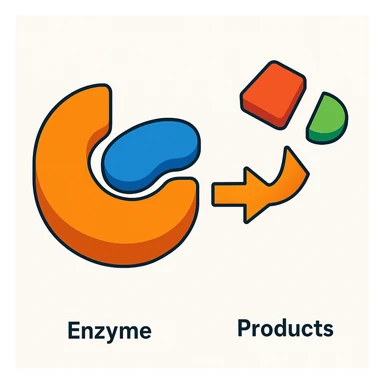 Ultra-detailed scientific illustration  (like in a school book) of enzyme digestion. Macro molecular view, clean white background, no text, no human figures or cartoon characters. Purely biological focus. sticker