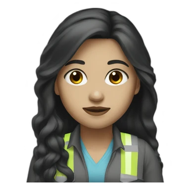 civil engineer woman black eyes white skin black long hair sticker