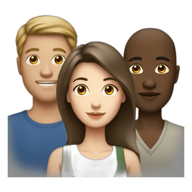 a white brunette lady and 2 African guys sticker