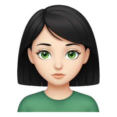 Middle black hair girl with green eyes sticker