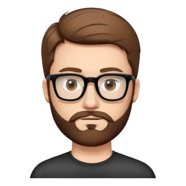 white man with brown hair and beard and hazel eyes and black square eyeglasses  sticker