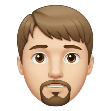  white male, short medium brown colored hair with bangs and goatee, nose and lip piercing sticker