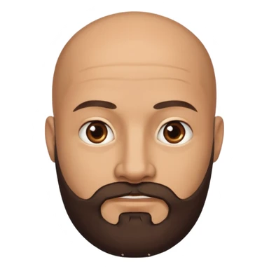 Dark brown medium length beard bald man,  sticker