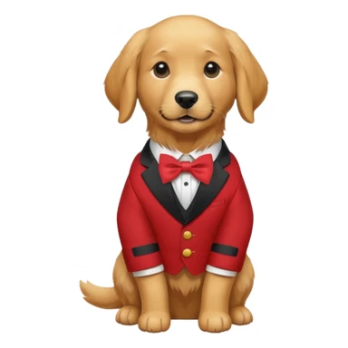 Golden Dog with NeckBow in red suit. sticker