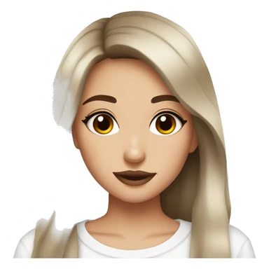 I want brown haired girl i cute white sweater and cute clean girl makeup sticker