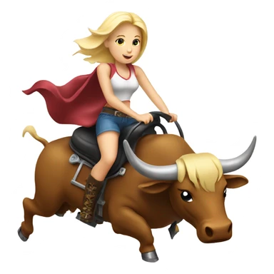 Blonde girl riding a mechanical bull sticker