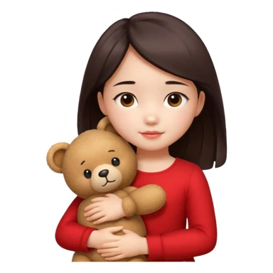 Little chinese girl – hugging a teddy bear.
 sticker
