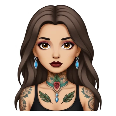 pretty neck tattoo long hair baddie with makeup sticker