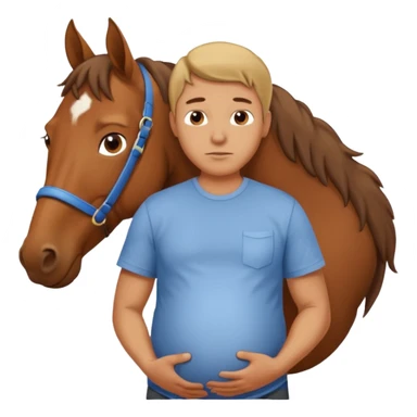 pregnant man  with horse sticker