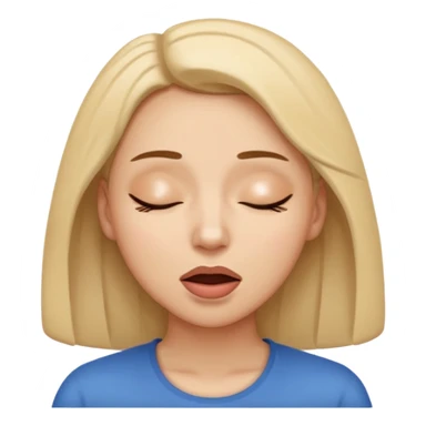 woman sighing, eyes closed, sigh coming from mouth, simple design, iPhone emoji style sticker