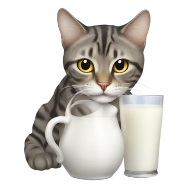 Cat drinking milk from a jug sticker